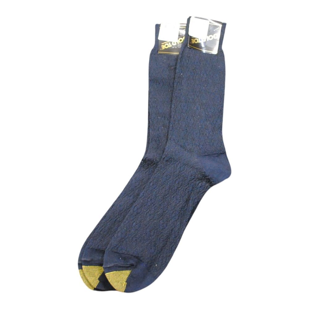 Men's Socks  Navy Gold Toe Cotton Nylon Sock Size 10-13 New Vintage